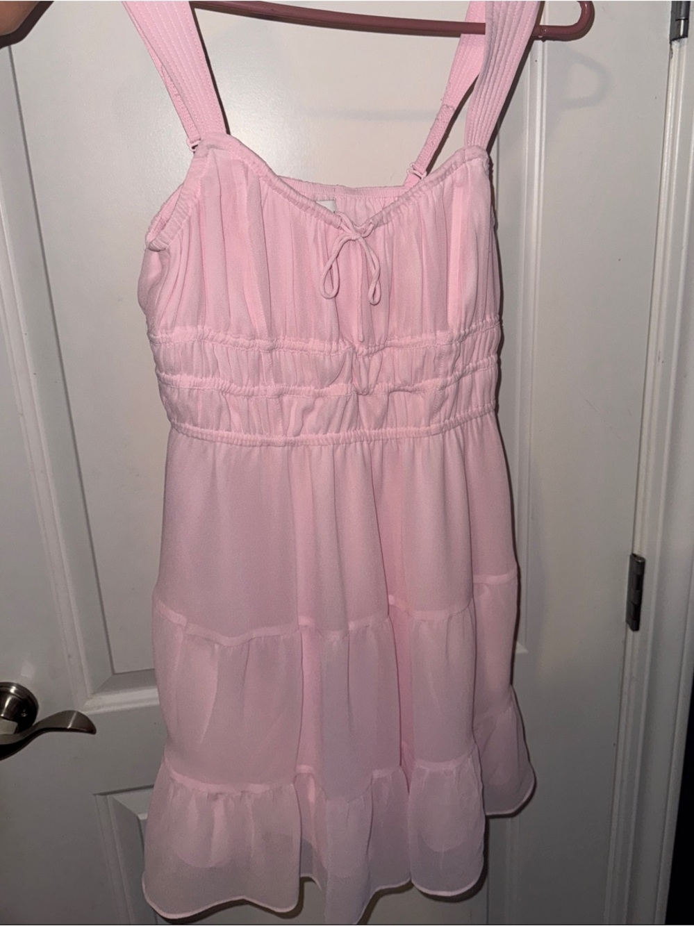 Aritzia Soft Pink Tiered Mini Dress